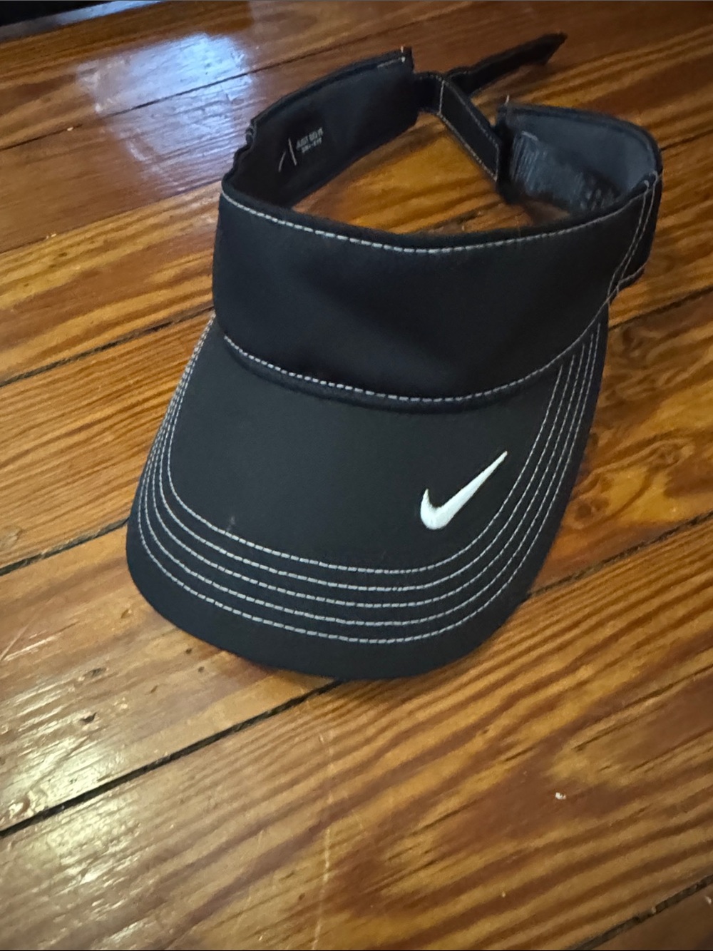 Nike Men's Black Visor with White Swoosh Accent